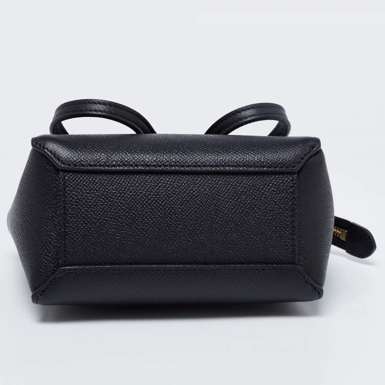 Pre Owned Celine Black Leather Nano Belt Top Handle Bag