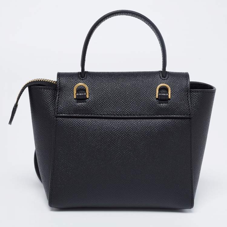 Pre Owned Celine Black Leather Nano Belt Top Handle Bag