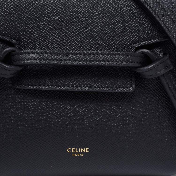 Pre Owned Celine Black Leather Nano Belt Top Handle Bag
