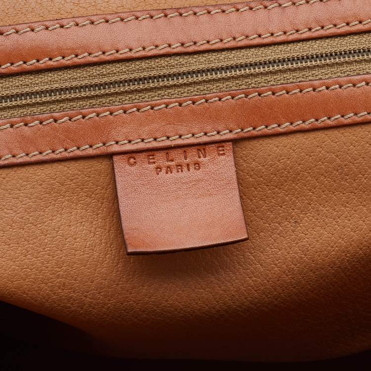 Pre Owned Celine Brown Macadam Canvas And Leather Vintage Satchel