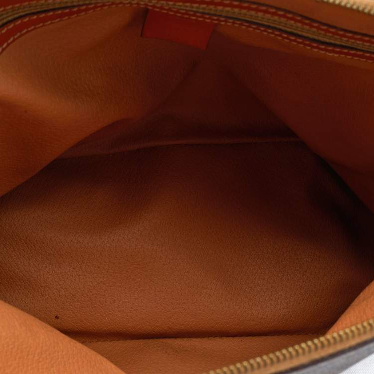 Pre Owned Celine Brown Macadam Canvas And Leather Vintage Satchel