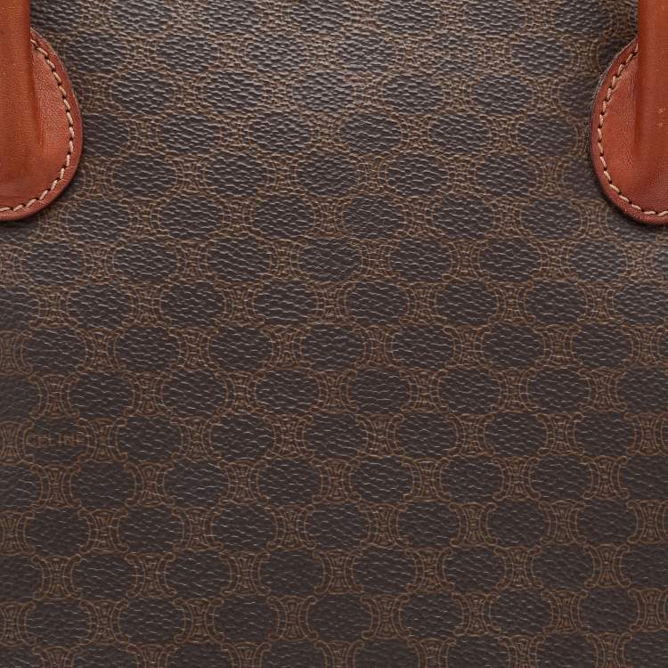 Pre Owned Celine Brown Macadam Canvas And Leather Vintage Satchel