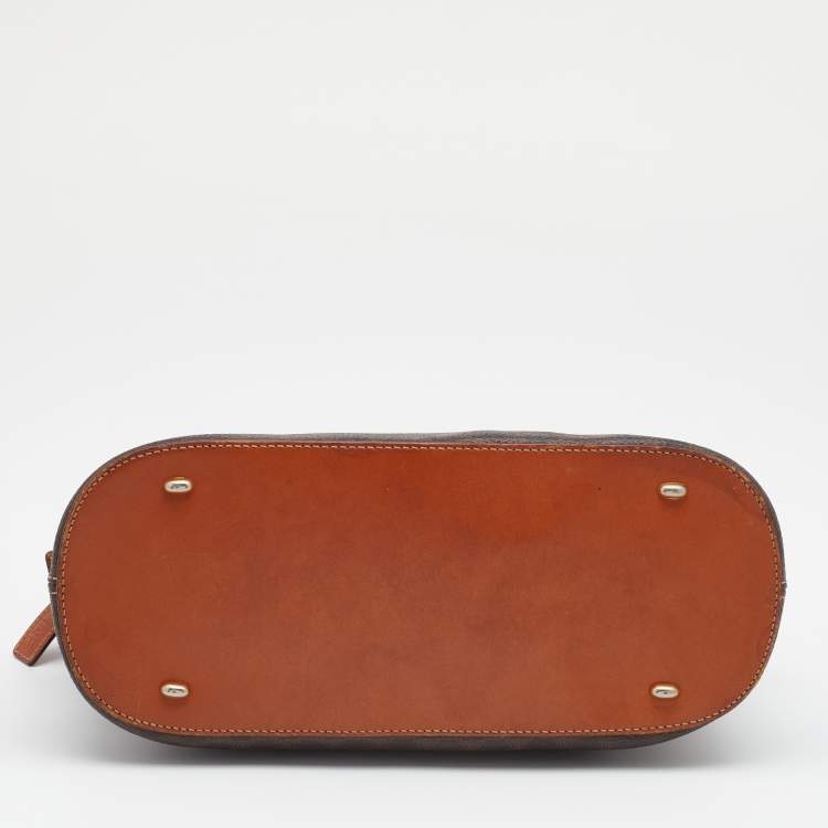 Pre Owned Celine Brown Macadam Canvas And Leather Vintage Satchel