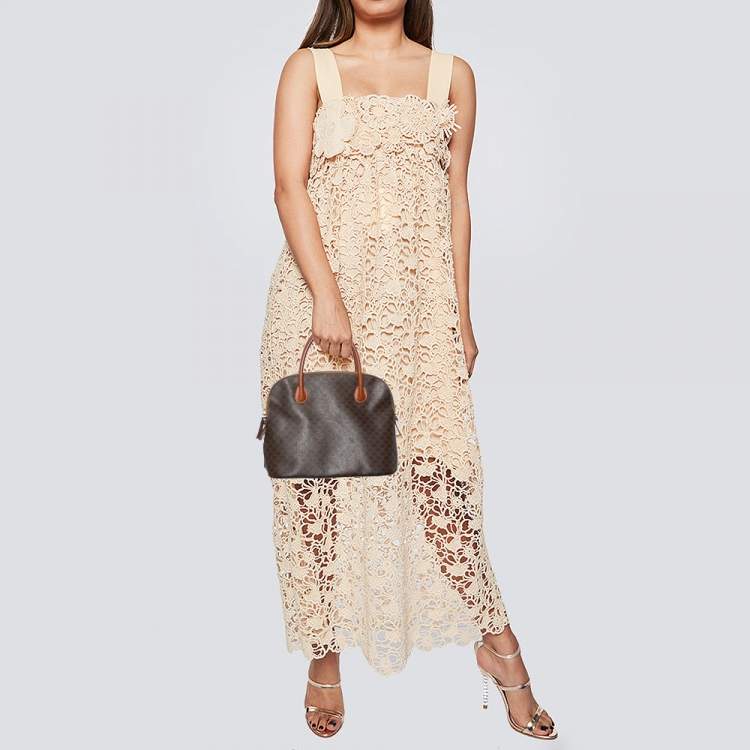 Pre Owned Celine Brown Macadam Canvas And Leather Vintage Satchel