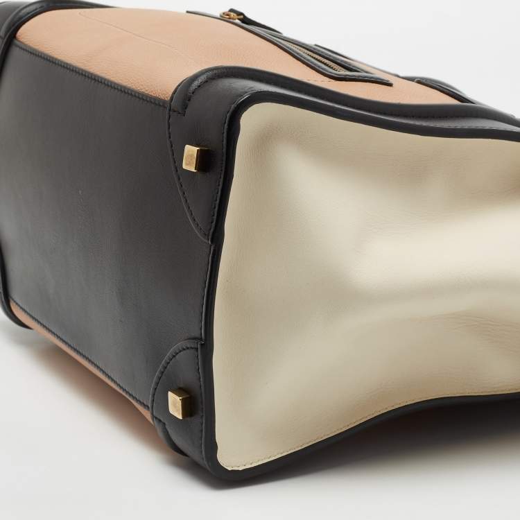 Pre Owned Celine Multicolor Nubuck Leather Mini Luggage Tote