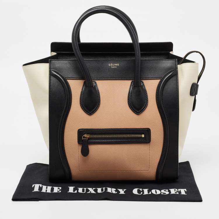 Pre Owned Celine Multicolor Nubuck Leather Mini Luggage Tote