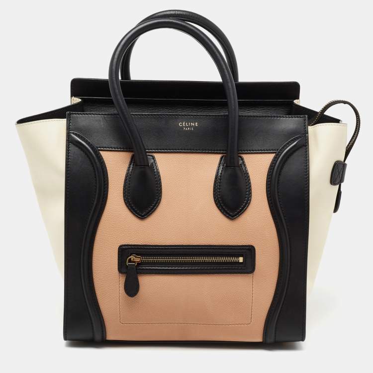 Pre Owned Celine Multicolor Nubuck Leather Mini Luggage Tote