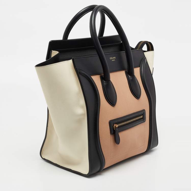 Pre Owned Celine Multicolor Nubuck Leather Mini Luggage Tote