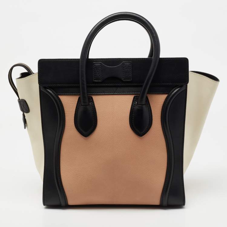 Pre Owned Celine Multicolor Nubuck Leather Mini Luggage Tote
