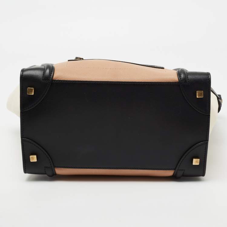 Pre Owned Celine Multicolor Nubuck Leather Mini Luggage Tote
