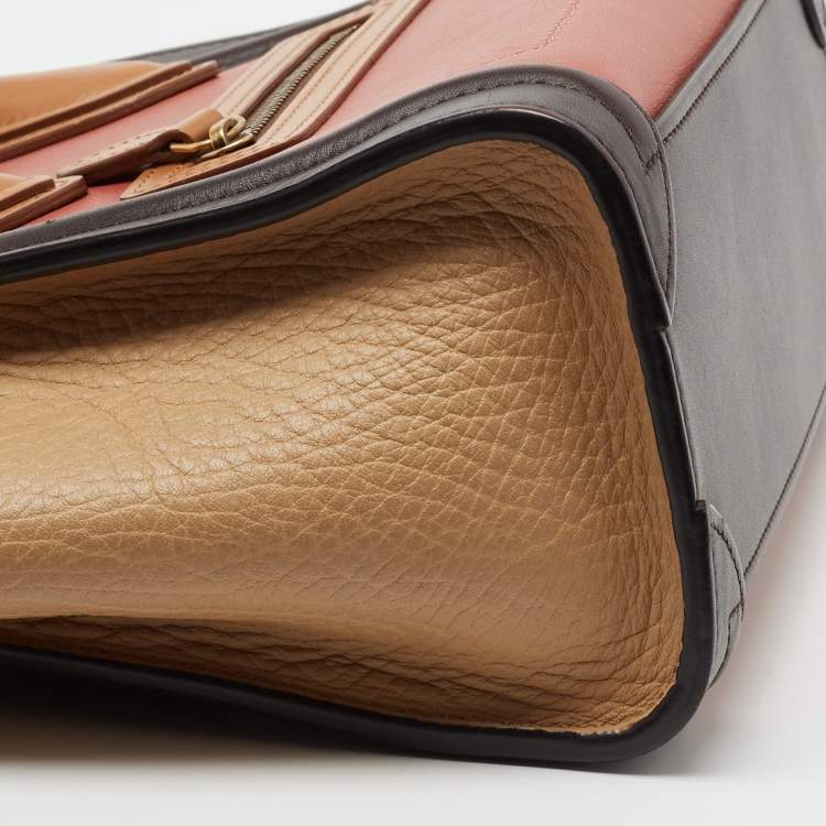 Pre Owned Celine Brown/Beige Leather Nano Luggage Tote