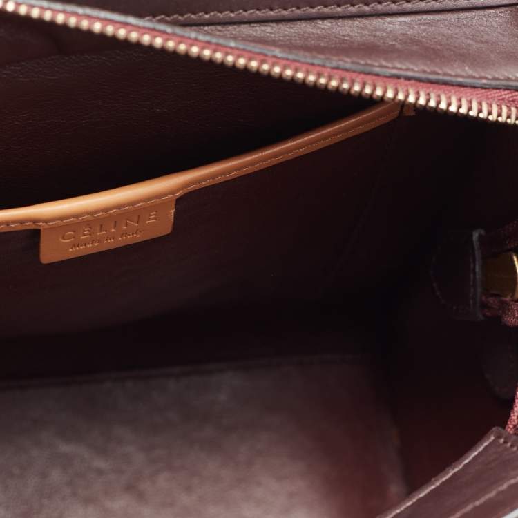 Pre Owned Celine Brown/Beige Leather Nano Luggage Tote