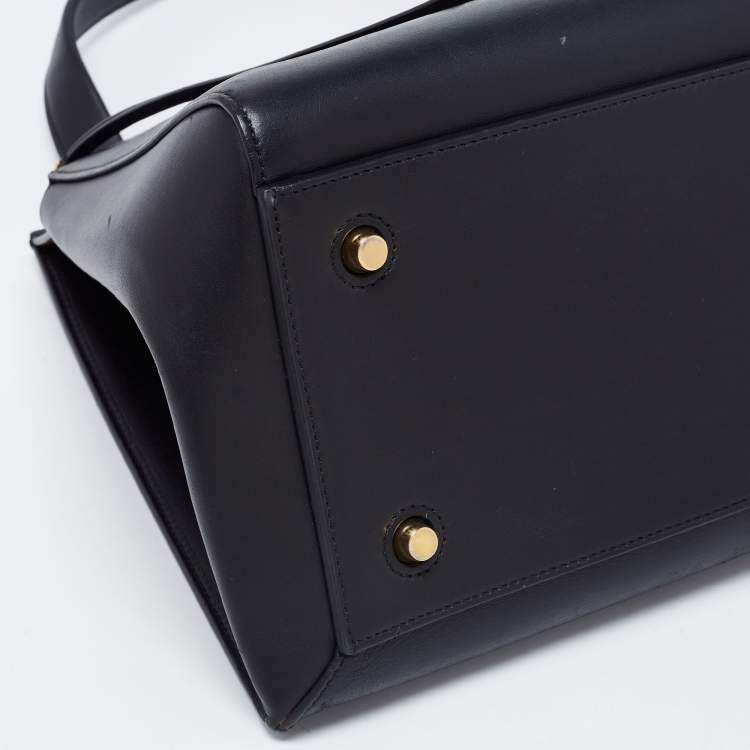 Pre Owned Celine Black Leather Large Edge Top Handle Bag