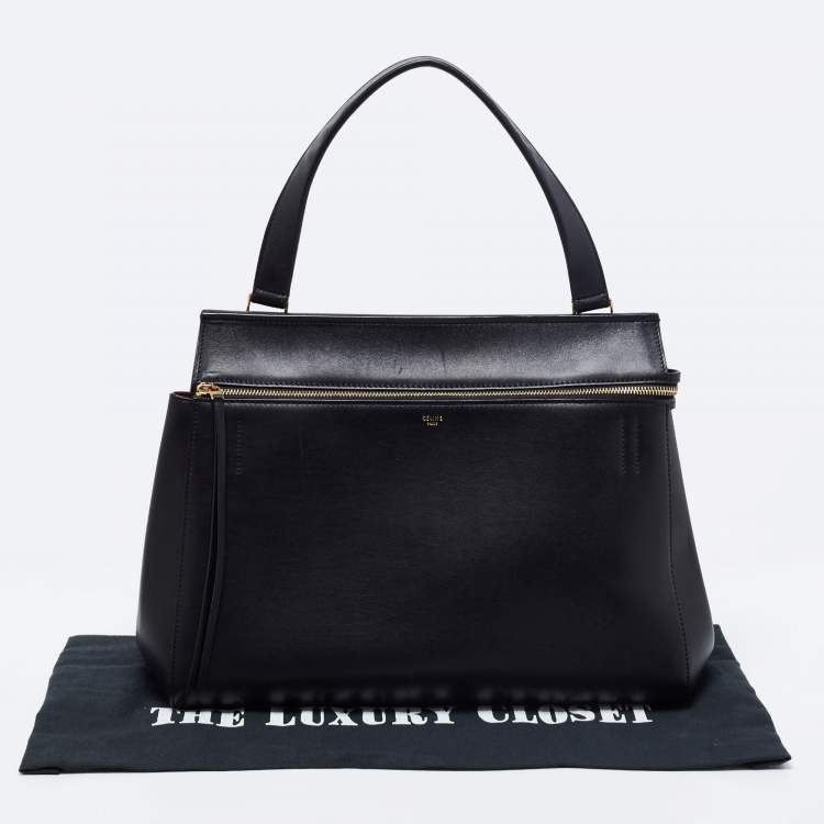 Pre Owned Celine Black Leather Large Edge Top Handle Bag