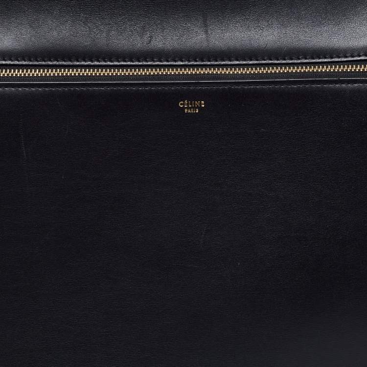 Pre Owned Celine Black Leather Large Edge Top Handle Bag