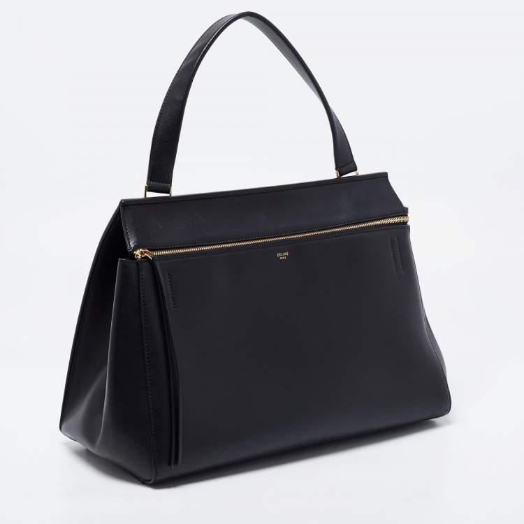 Pre Owned Celine Black Leather Large Edge Top Handle Bag
