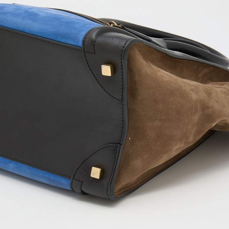 Pre Owned Celine Tricolor Leather and Nubuck Leather Mini Luggage Tote