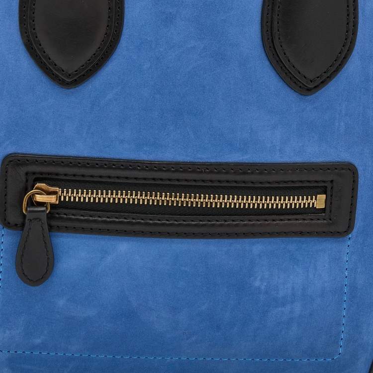 Pre Owned Celine Tricolor Leather and Nubuck Leather Mini Luggage Tote