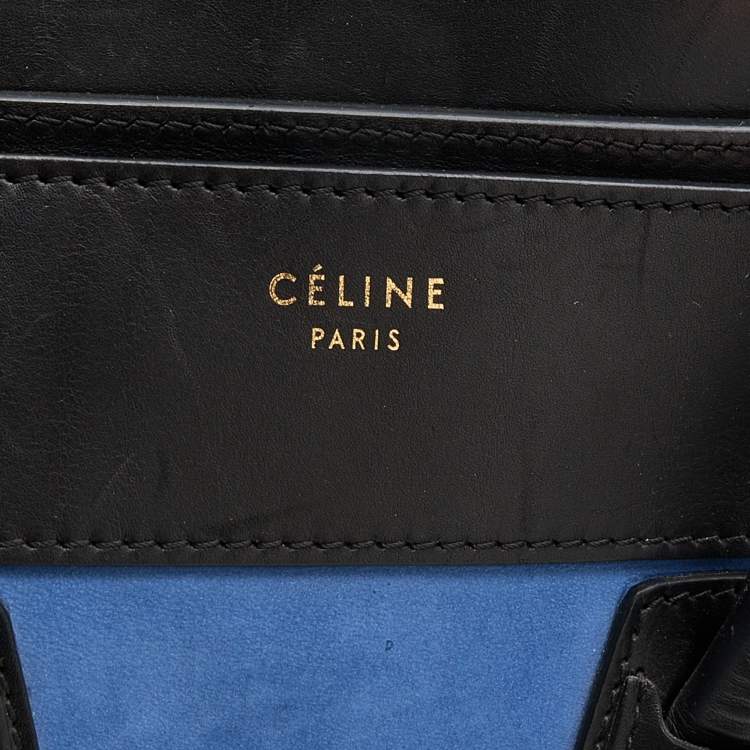 Pre Owned Celine Tricolor Leather and Nubuck Leather Mini Luggage Tote