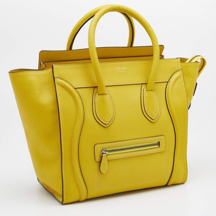 Pre Owned Celine Yellow Leather Mini Luggage Tote