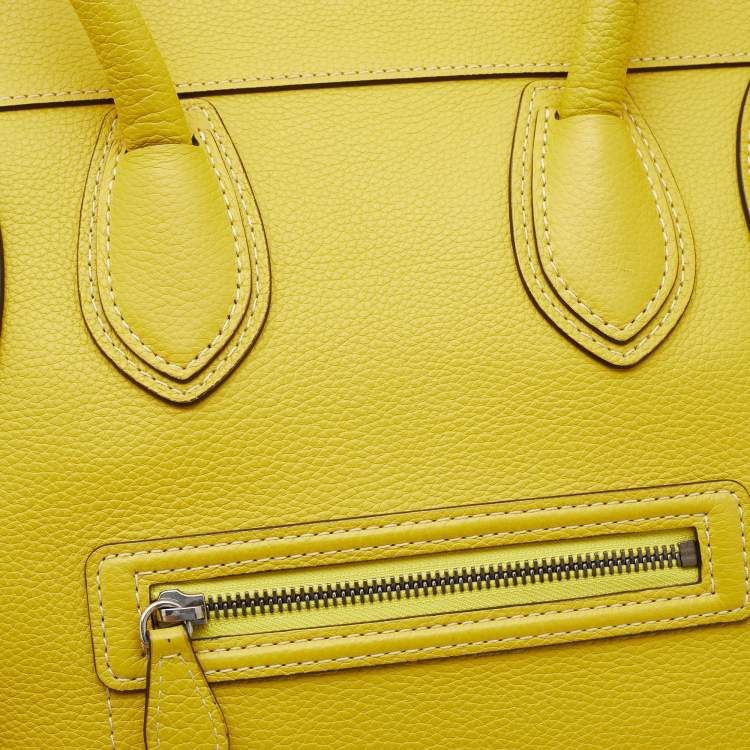 Pre Owned Celine Yellow Leather Mini Luggage Tote