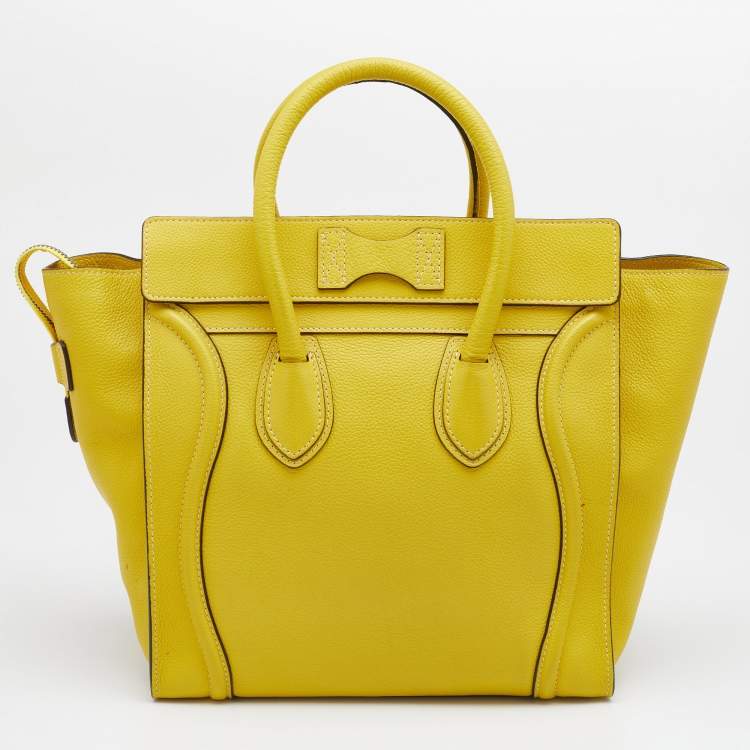 Pre Owned Celine Yellow Leather Mini Luggage Tote