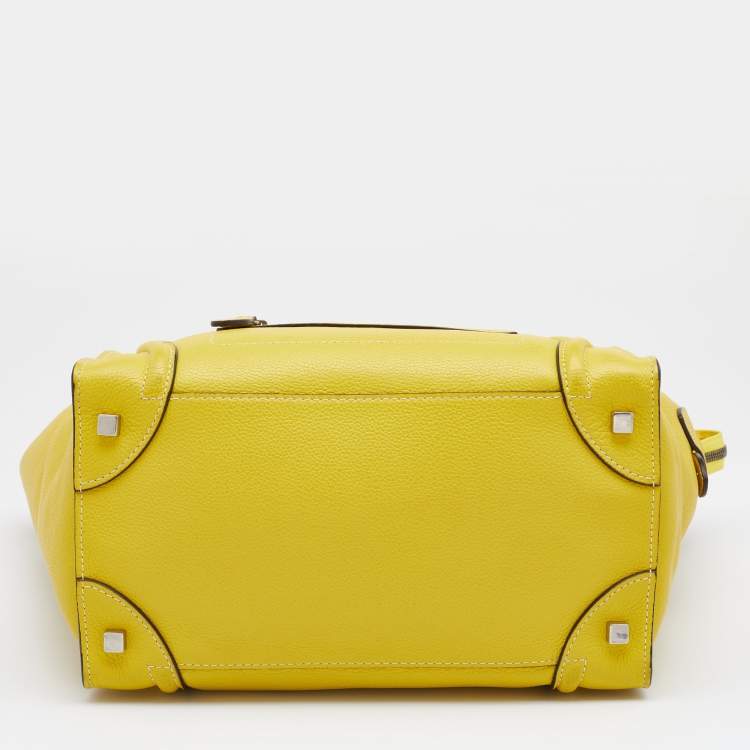 Pre Owned Celine Yellow Leather Mini Luggage Tote