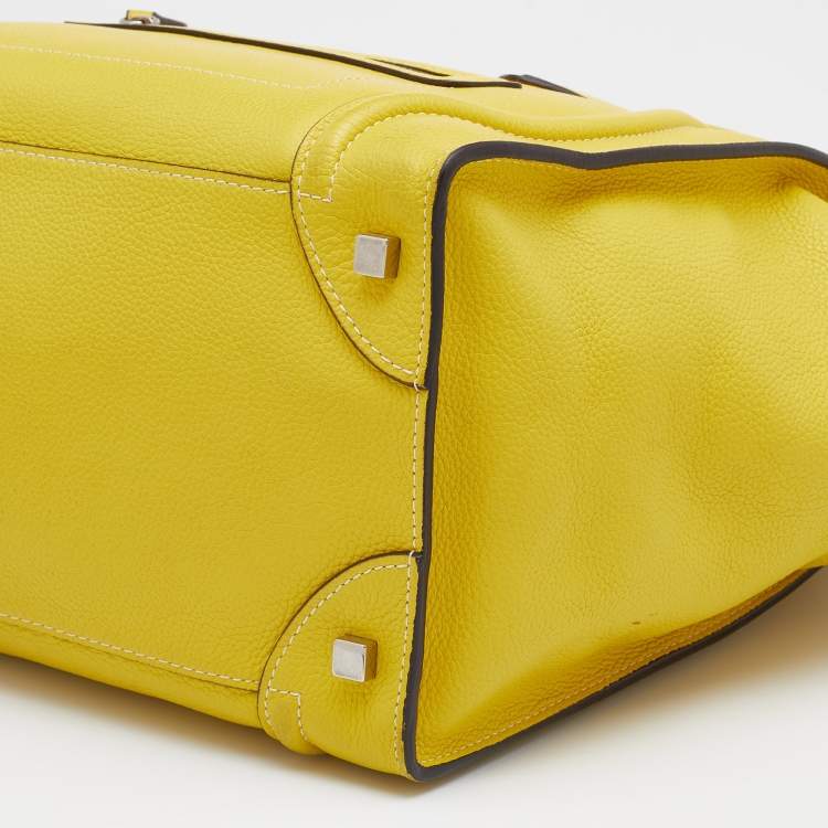 Pre Owned Celine Yellow Leather Mini Luggage Tote