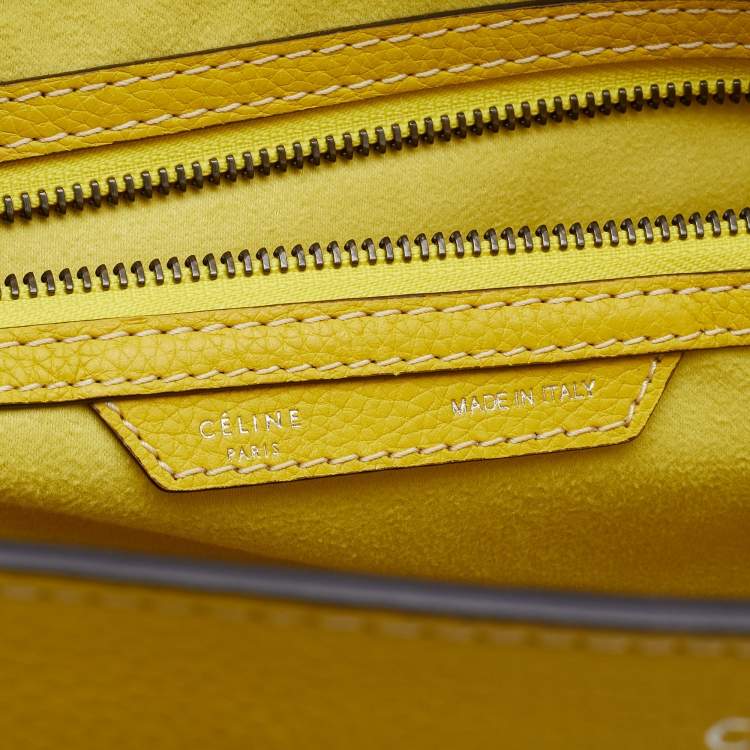Pre Owned Celine Yellow Leather Mini Luggage Tote