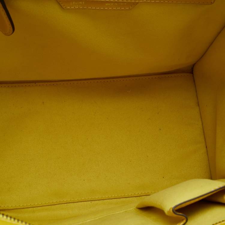 Pre Owned Celine Yellow Leather Mini Luggage Tote