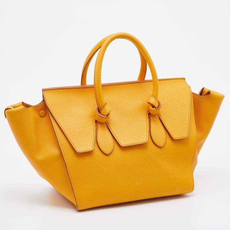 Pre Owned Celine Yellow Leather Small Tie Tote 