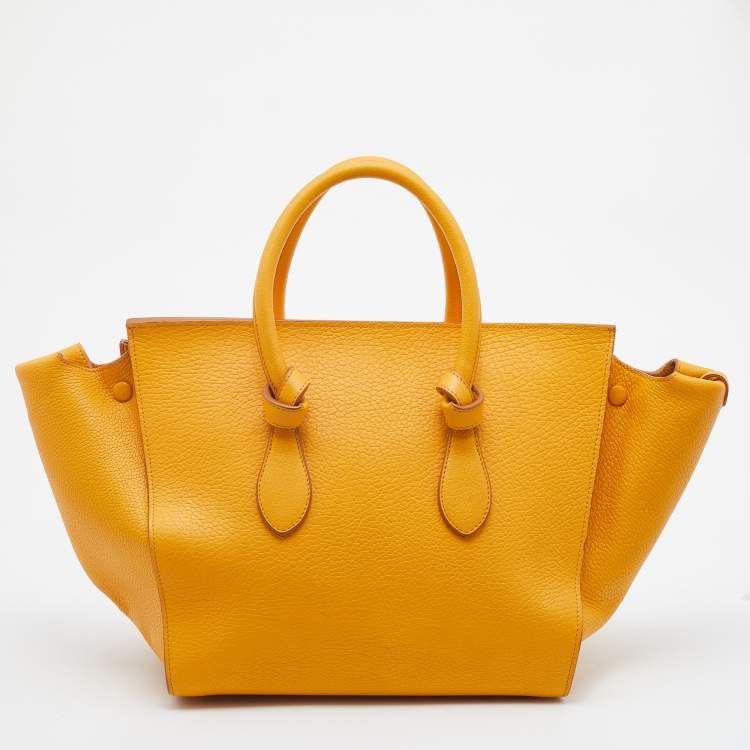Pre Owned Celine Yellow Leather Small Tie Tote 