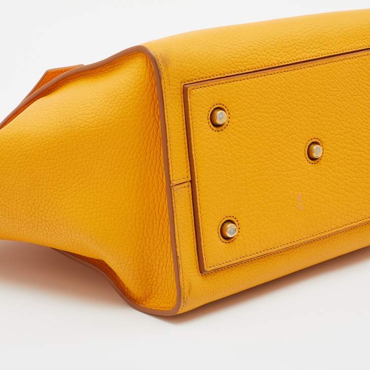 Pre Owned Celine Yellow Leather Small Tie Tote 