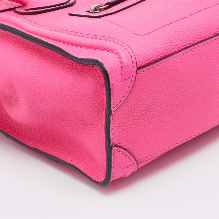 Pre Owned Celine Pink Leather Nano Luggage Tote
