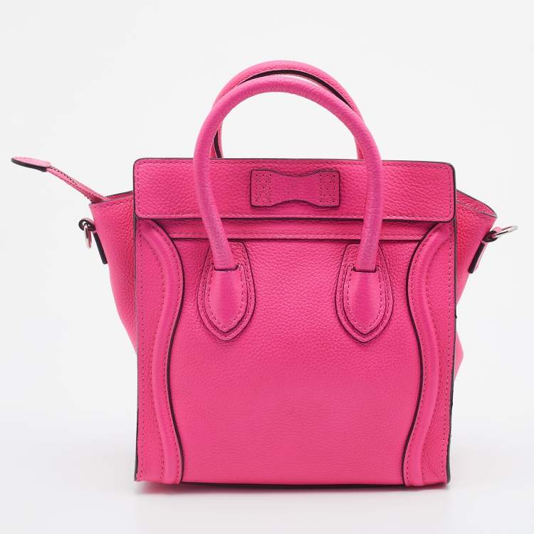 Pre Owned Celine Pink Leather Nano Luggage Tote