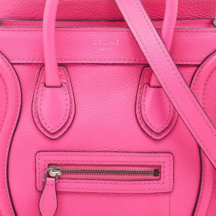 Pre Owned Celine Pink Leather Nano Luggage Tote