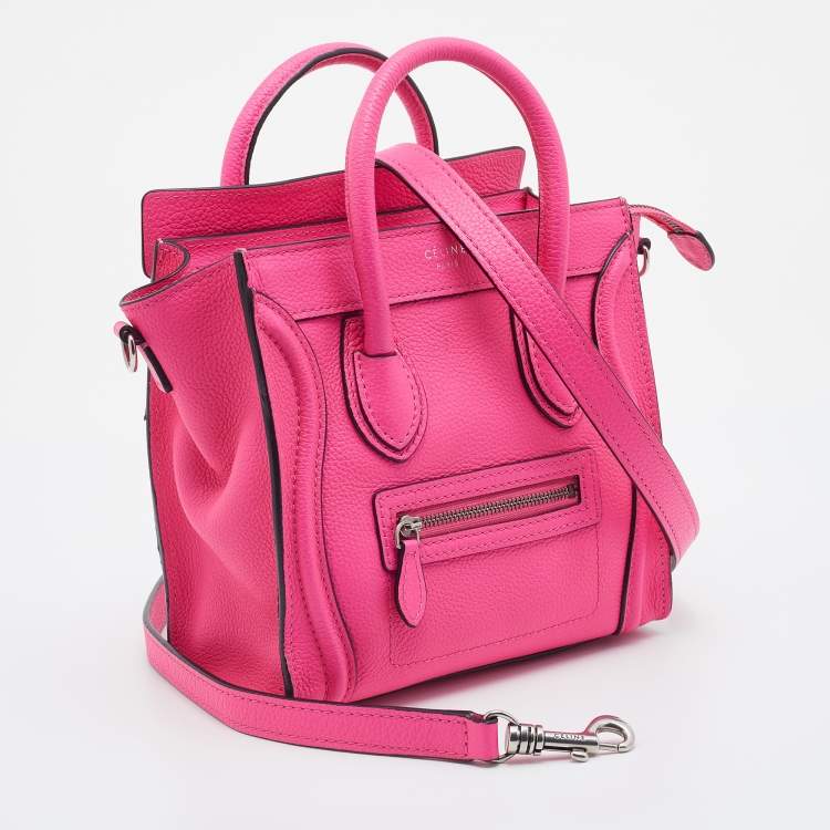 Pre Owned Celine Pink Leather Nano Luggage Tote