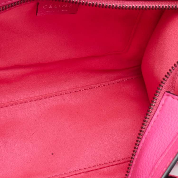 Pre Owned Celine Pink Leather Nano Luggage Tote