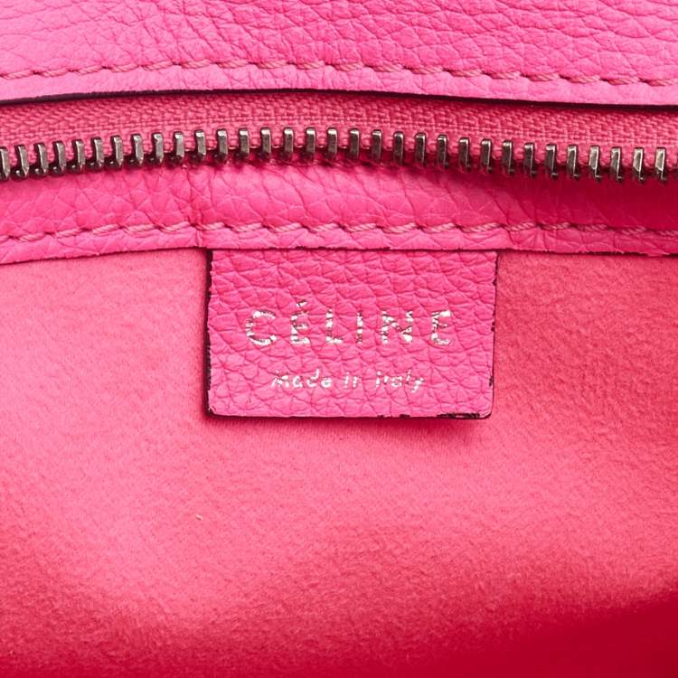 Pre Owned Celine Pink Leather Nano Luggage Tote