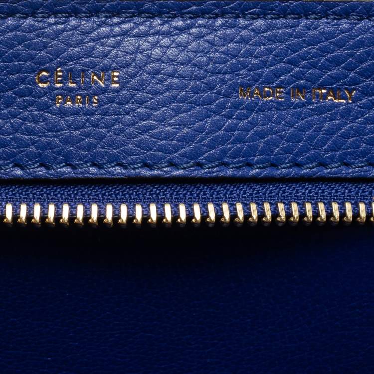 Pre Owned Celine Blue Leather And Suede Medium Trapeze Bag