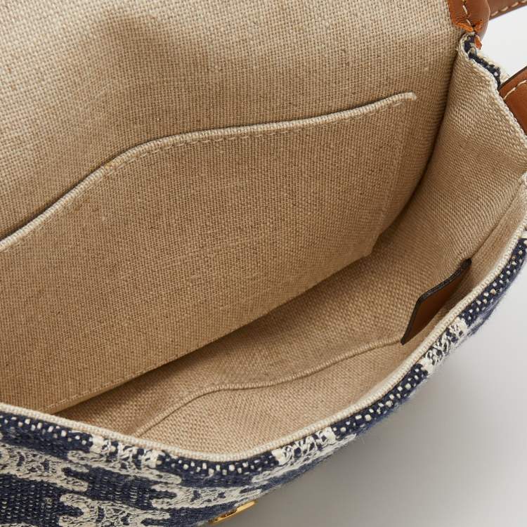 Pre Owned Celine Navy Blue/Brown Triomphe Canvas And Leather Mini Besace Crossbody Bag