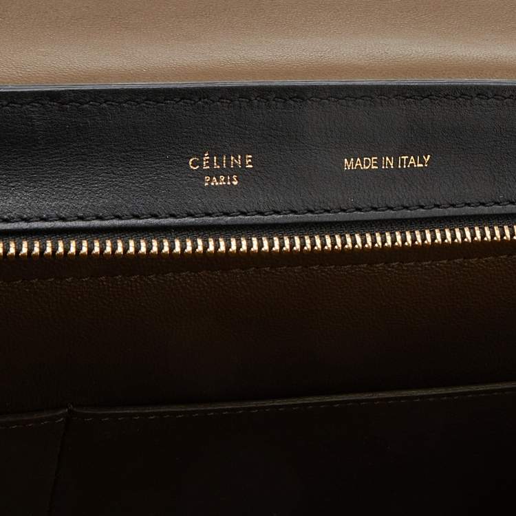 Pre Owned Celine Tricolor Leather And Suede Medium Trapeze Top Handle Bag