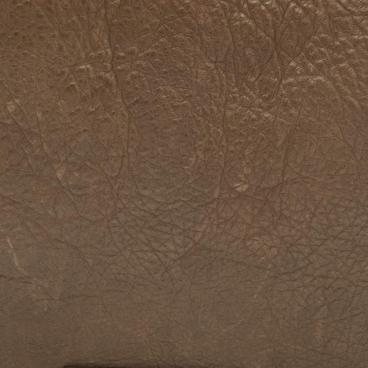 Pre Owned Celine Dark Beige Pebbled Leather Turnlock Flap Chain Shoulder Bag