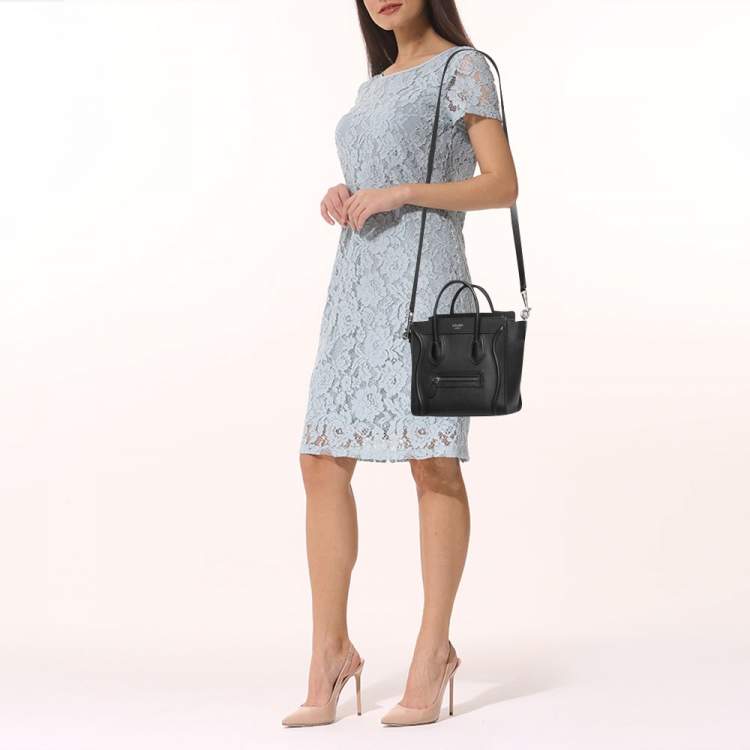 مملوكة مسبقًا Celine Black Leather Nano Luggage Tote