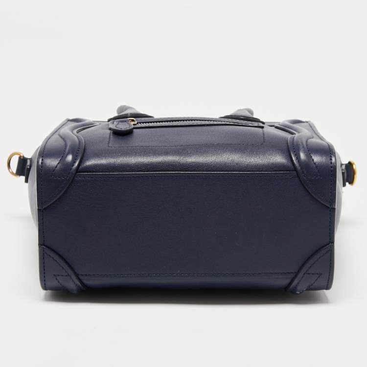 Pre Owned Celine Blue Leather Micro Luggage Tote