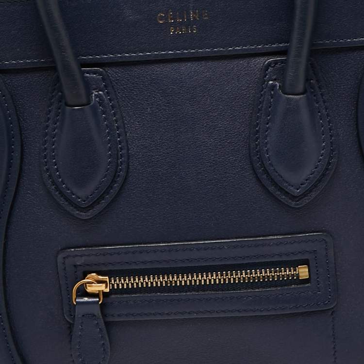 Pre Owned Celine Blue Leather Micro Luggage Tote