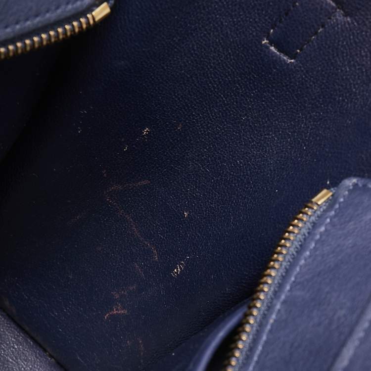 Pre Owned Celine Blue Leather Micro Luggage Tote