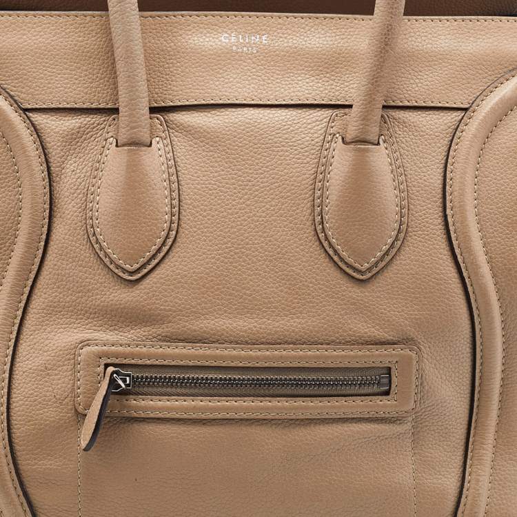 Pre Owned Celine Beige Leather Mini Luggage Tote