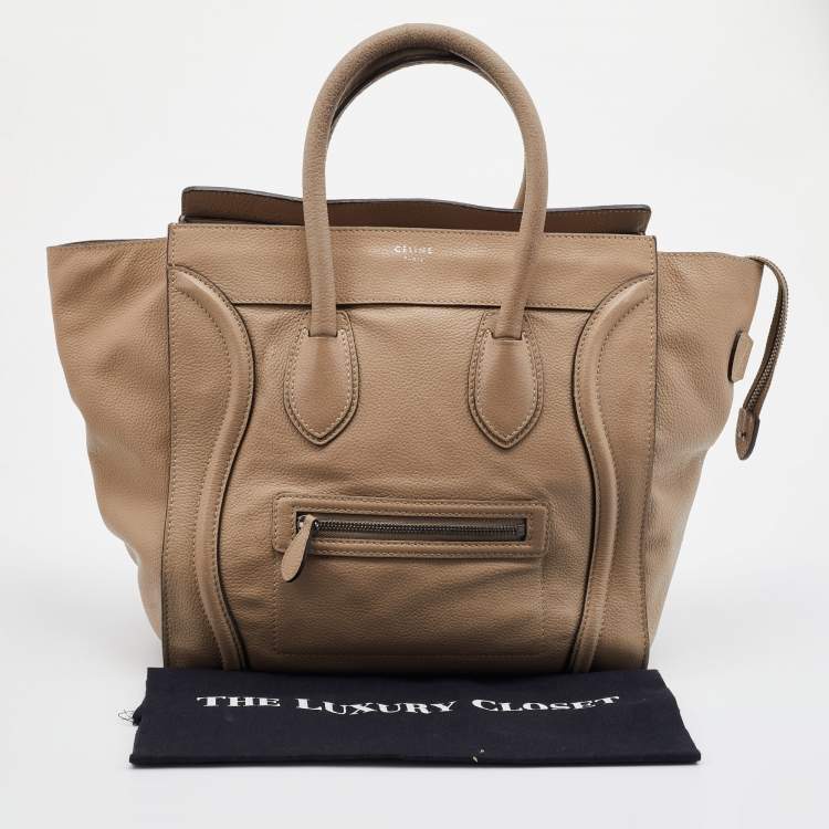 Pre Owned Celine Beige Leather Mini Luggage Tote
