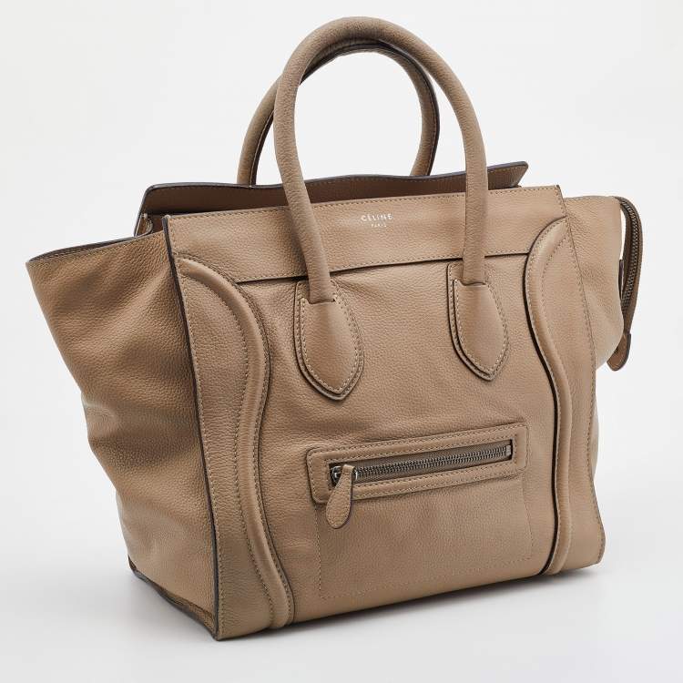 Pre Owned Celine Beige Leather Mini Luggage Tote